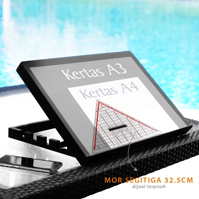 Meja Gambar Lipat A3 Ergonomic Adjustable Hitam