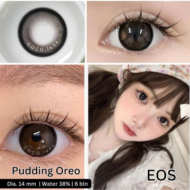 EyeRA- Softlens EOS Pudding Oreo Black Hitam Dia.14 mm Normal Minus s.d -10.00 softlen Minus