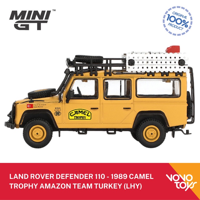 terbaru  minigt 856 land rover defender 110 - 1989 camel thropy amazon team turkey (lhd) blister