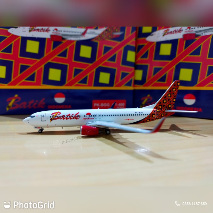 terbaru  batik air boeing 737-800 pk-bgg panda model 1:400 ready