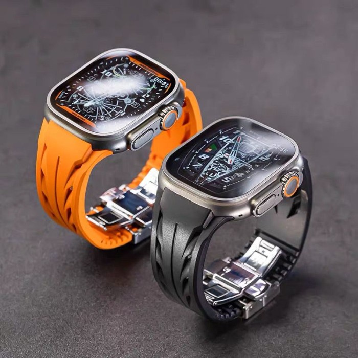 Best Seller Strap Silicon Apple Watch Luxury Eco Fluorine Rubber Watch Series 10 9 8 7 6 5 4 3 2 1