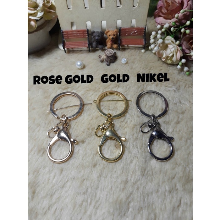 

(GoodSeller) Bahan Ring Gantungan Kunci + Kokot Udang/ Ring 8 (Gold)