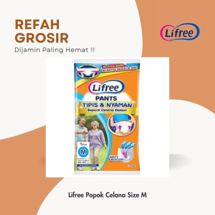50 PCS Lifree Pants Popok Dewasa Sachet M