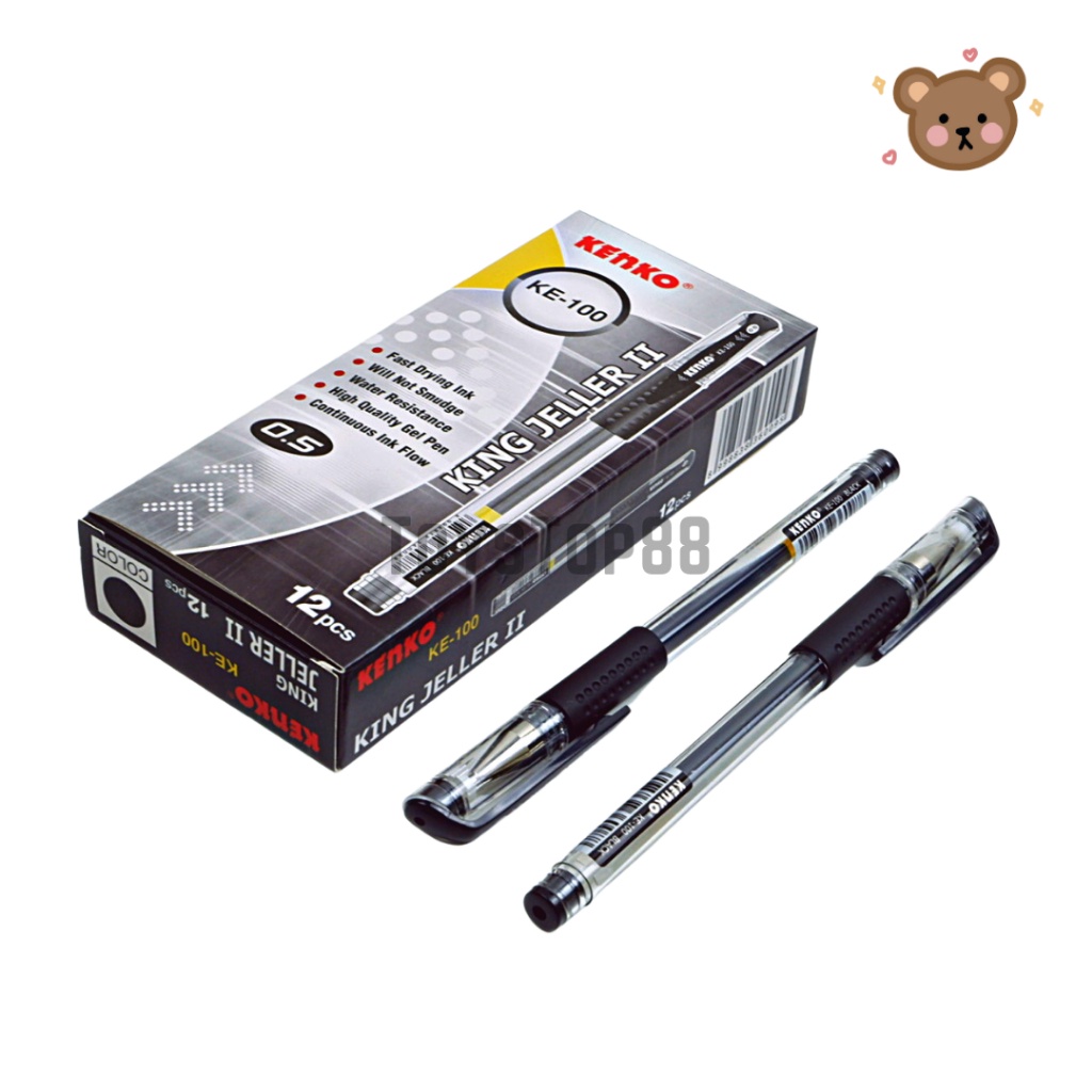 

Pulpen Gel Kenko Ke-100 King Jeller Ii 0.5 Mm - Bolpen Pena Grosir Warna Hitam Black Isi 12 Pcs [Per