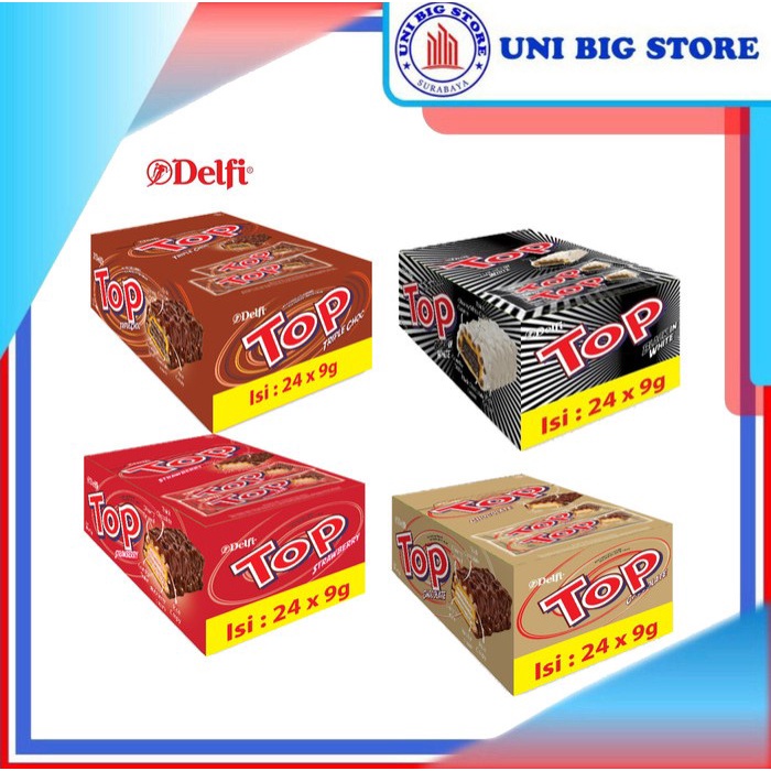 

(TopSeller) Wafer Delfi Top Coklat Strawberry Black In White Triple 24 pcs BOX