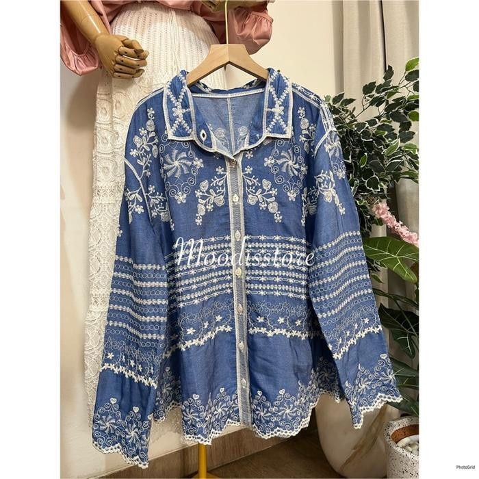 (TopSeries) Moodis - Jema Sora Embroidered Blouse Bohemian atasan katun bordir