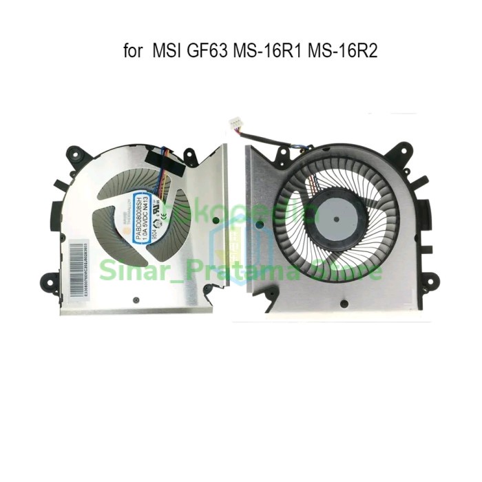 Fan Kipas Laptop Msi Gf63 Ms 16R1 16R2 Gf63 Pabd08008Sh / Sl 1.0A