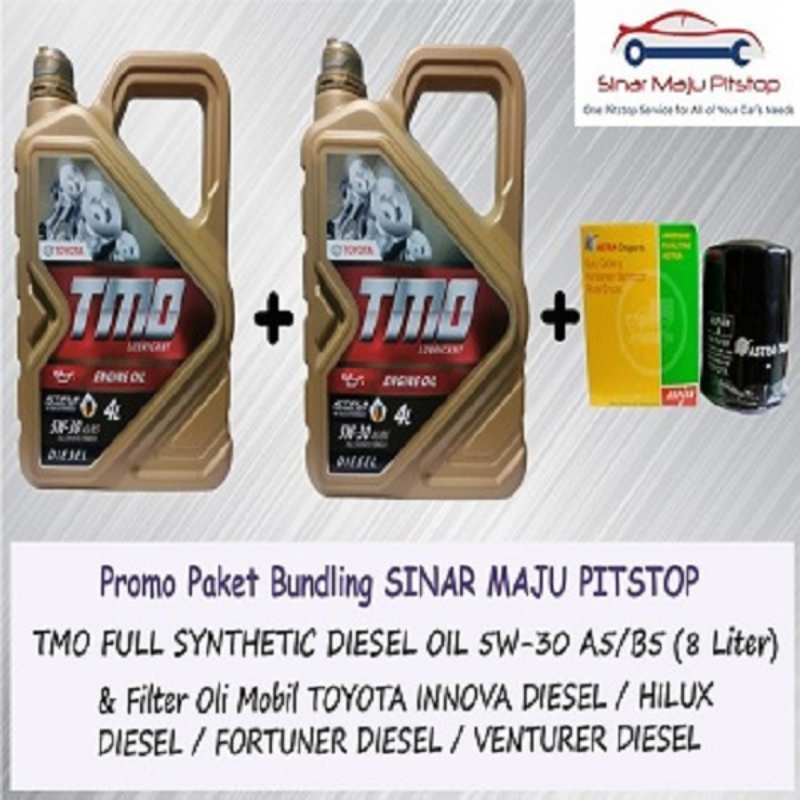 Paket Bundling Oli TMO DIESEL 5W-30 SYNTHETIC 8 Liter & Filter Oli Mobil TOYOTA FORTUNER DIESEL &