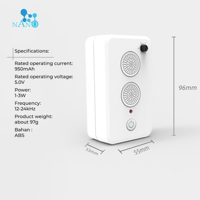 Alat Pengusir Tikus Elektrik Ultrasonic Portable Rechargeable