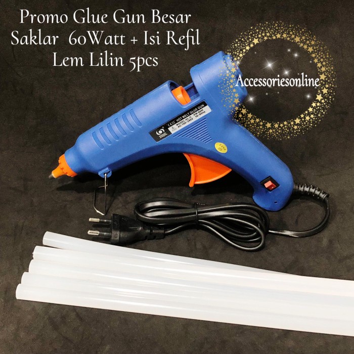 

PROMOO!!! Glue Gun Besar Saklar + Refil 5 Pcs lem tembak besar 30cm