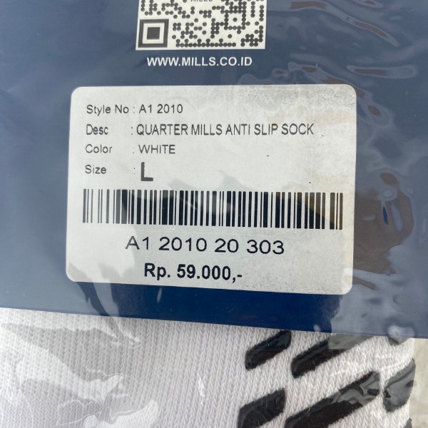(Expert) Kaos Kaki Mills Original Quarter Anti Slip Socks A1 2010 BNWT