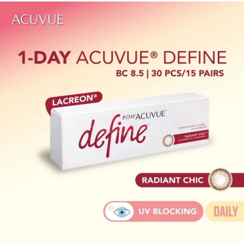 UM1 Softlens Acuvue Define Radiant Chic 30 pcs / 1 Day Acuvue Define / Softlens Warna Harian Acuvue