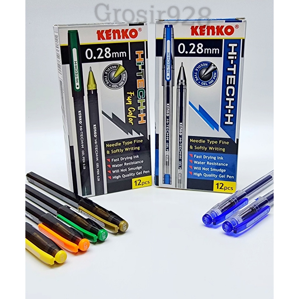 

(Per 12) Pen Gel Kenko Hi Tech / Hitech / Hi-Tech / Pulpen / Pena Gel / Needle Pen 0.28 mm