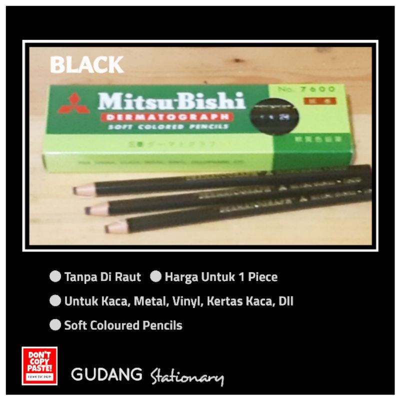 

Pensil Kaca Dermatograph 7600 MITSU-BISHI Hitam [1 Pcs]