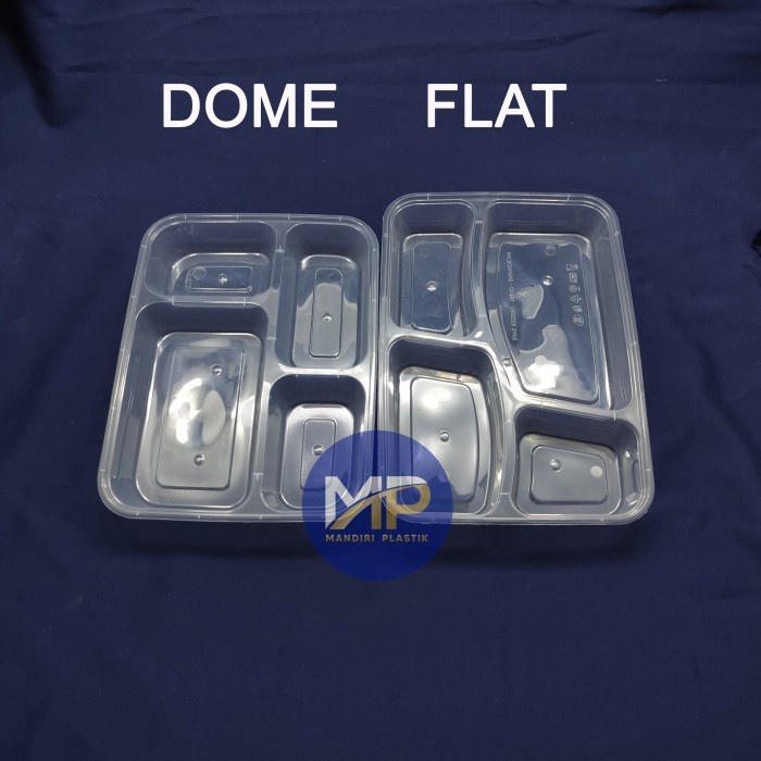 (Expert) Thinwall Victory Bento / Thinwall Bento Sekat 4 FLAT dan DOME -25pcs