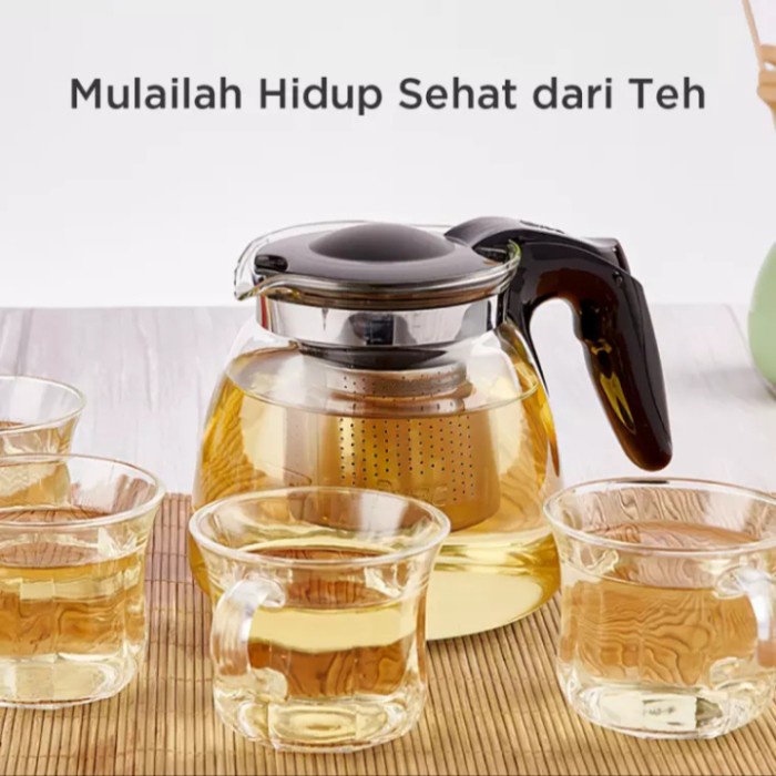 

BEST !! Teapot Glass Infuser 900 ML / Teko Kaca Saringan Stainless Steel