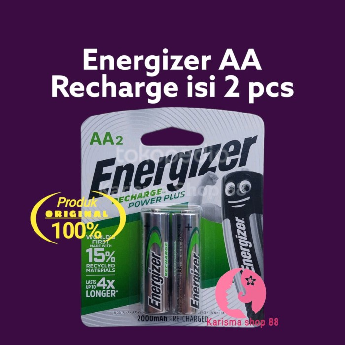 Lengkap- batre cas energizer AA 2000 mAh isi 2 pcs / batre recharge A2 BATTERY