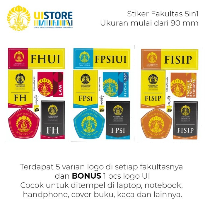 

Stiker Fakultas Universitas Indonesia 5in1 Official Merchandise UI