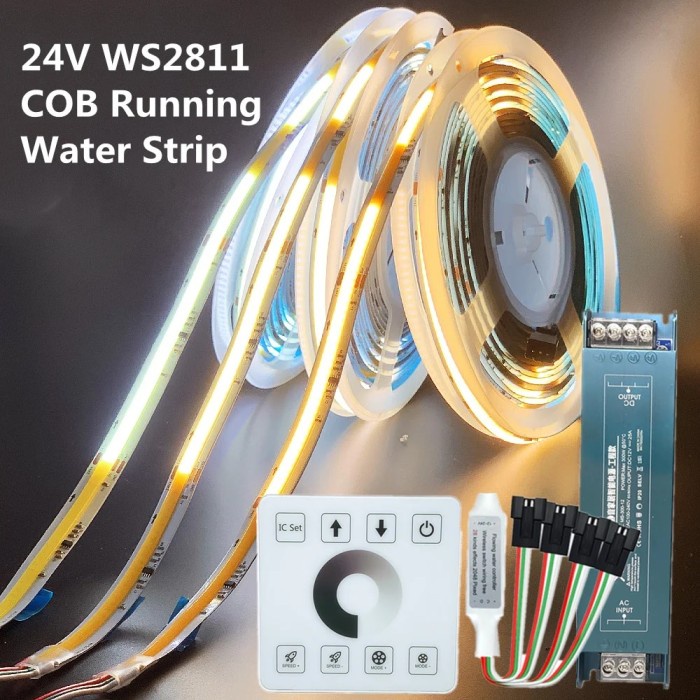 WS2811 COB Running Water Flowing LED Strip DC24V Horse Race Chasing