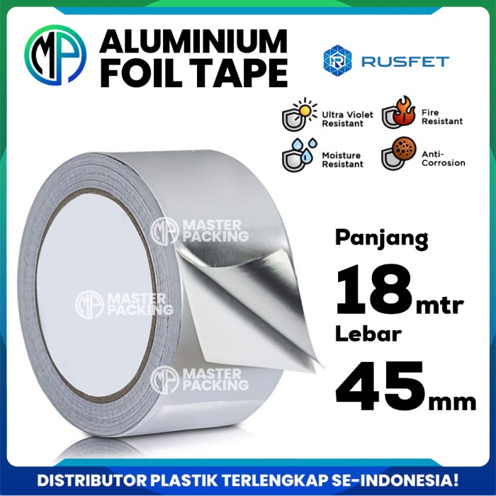 

Lakban Aluminium Foil Tape 45mm x 18m Isolasi Aluminium Tahan Panas
