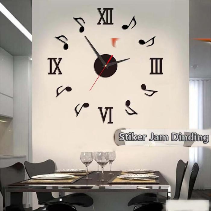 (Expert) QPT Mall Jam Dinding 3D Stiker Jam Dinding Digital 3D Tanpa Bingkai DIY Untuk Dekorasi