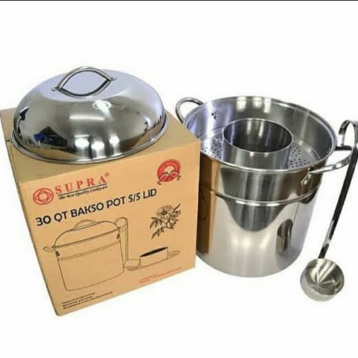 Panci Bakso Supra 30 QT Stainless Steel/ Panci Supra Bakso Pot Dandang