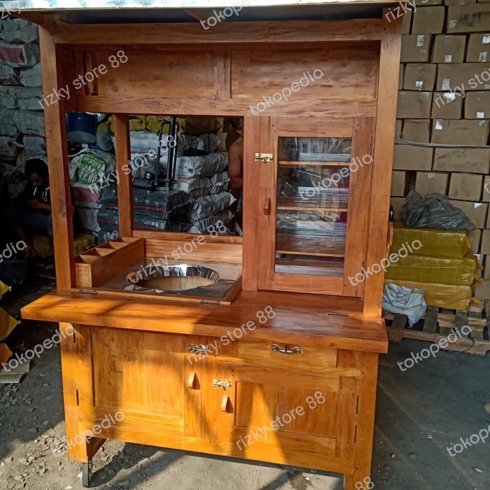 gerobak bakso / mie ayam kayu mahoni