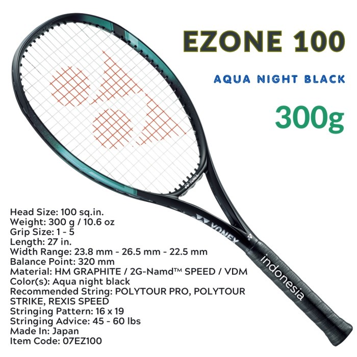 Terlaris Yonex EZONE 100 300g Aqua night black - raket tenis SALE