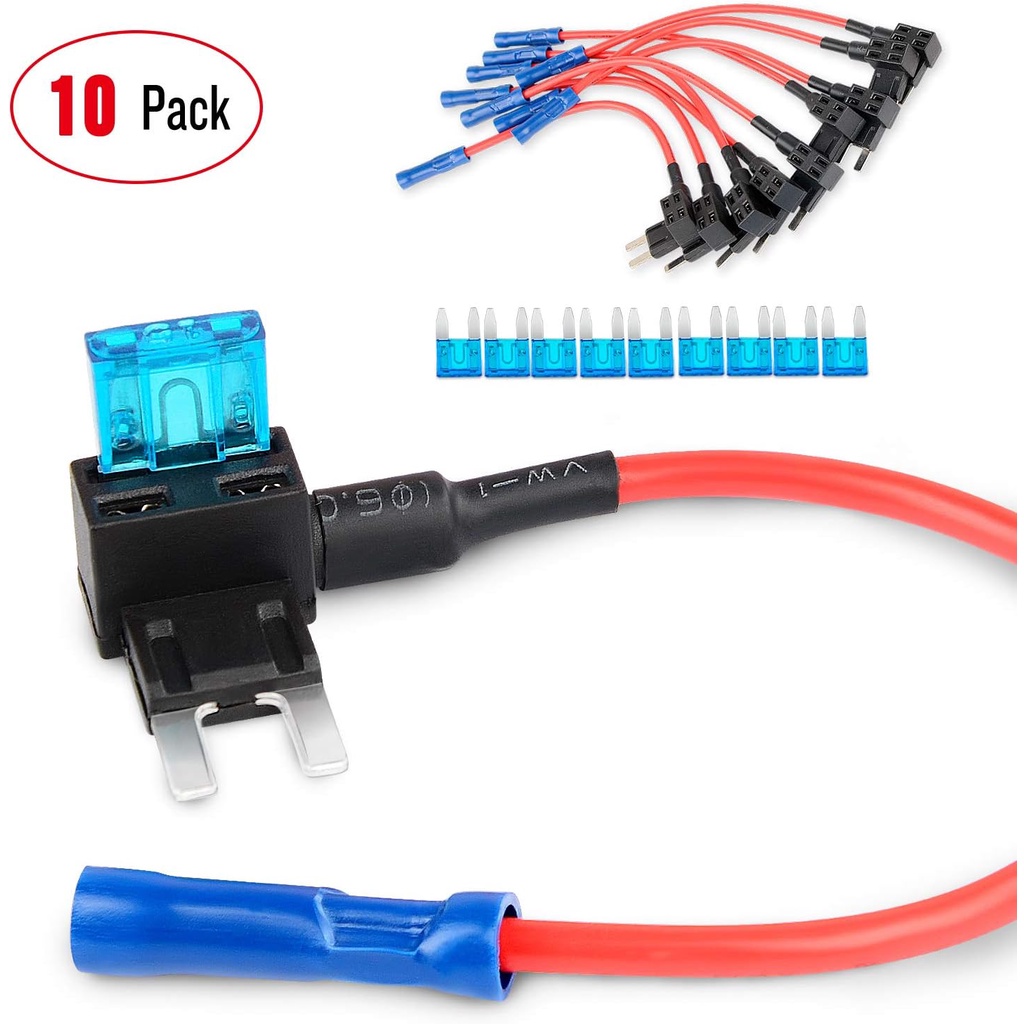 10 Pack Micro 2 Fuse Tap Adapter - Add A Circuit Fuse Tap 12V, Fuse Tap Adapter And 15Amp Fuses,