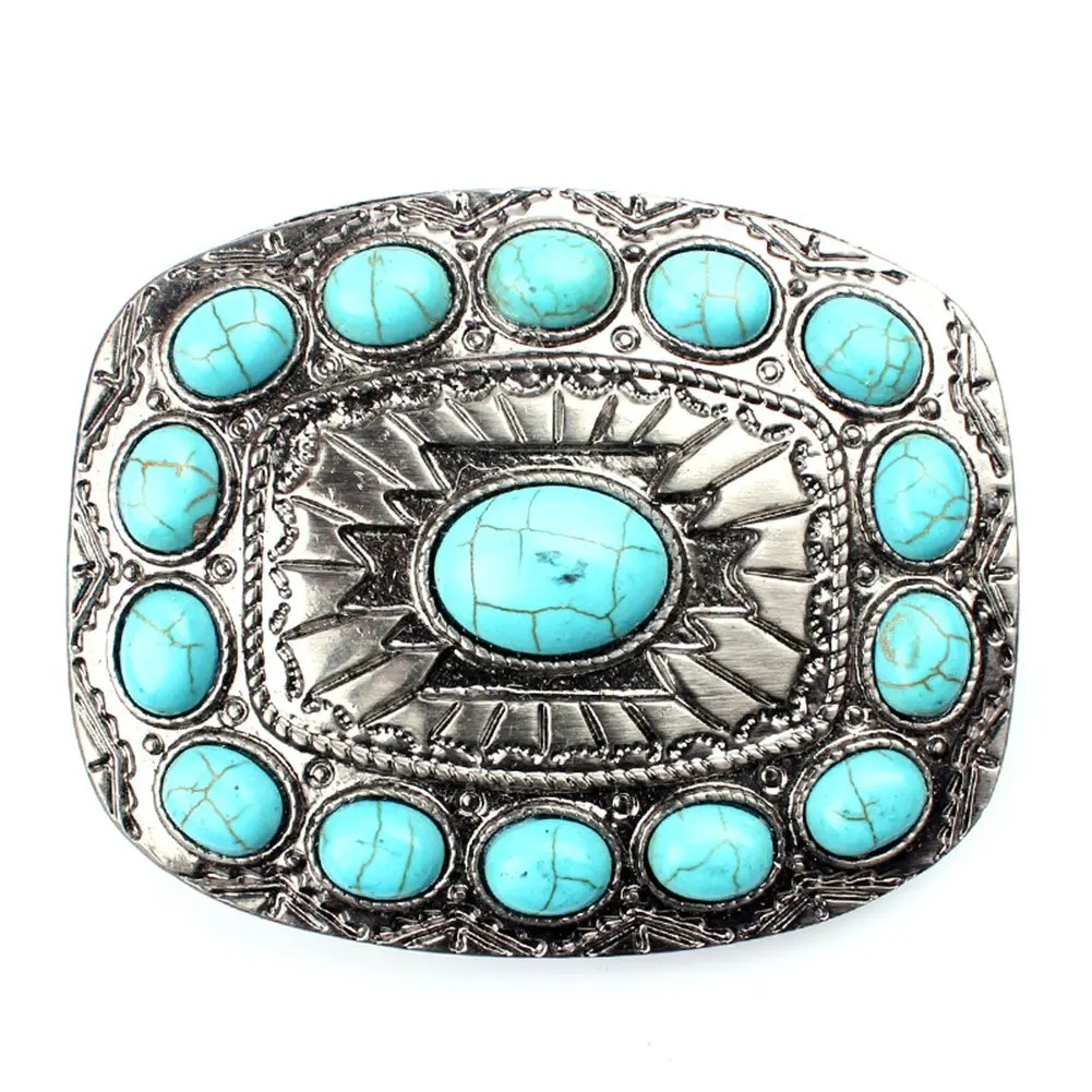 Turquoise Western Cowboy Belt Buckle For Belt Accessories Custom Buckle
