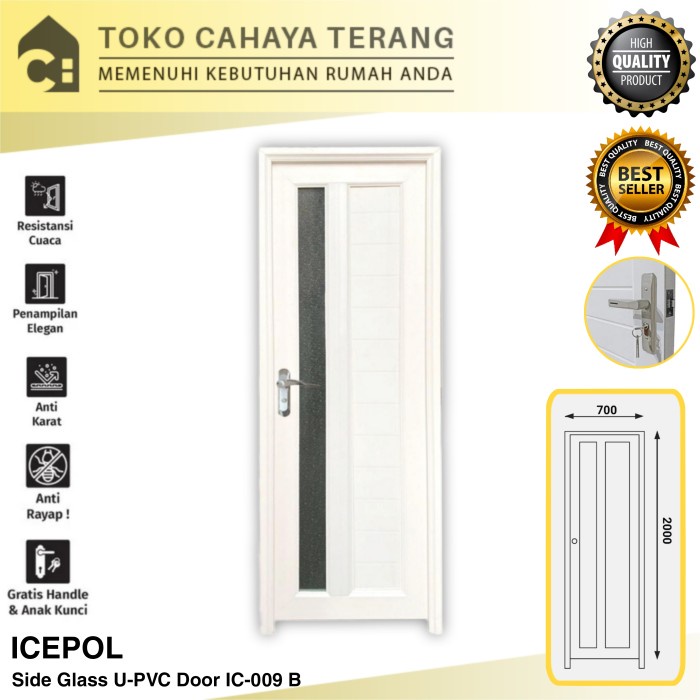 Pintu Kamar Mandi UPVC 200 x 70 + Handle Pintu + Kusen / Pintu Elegan