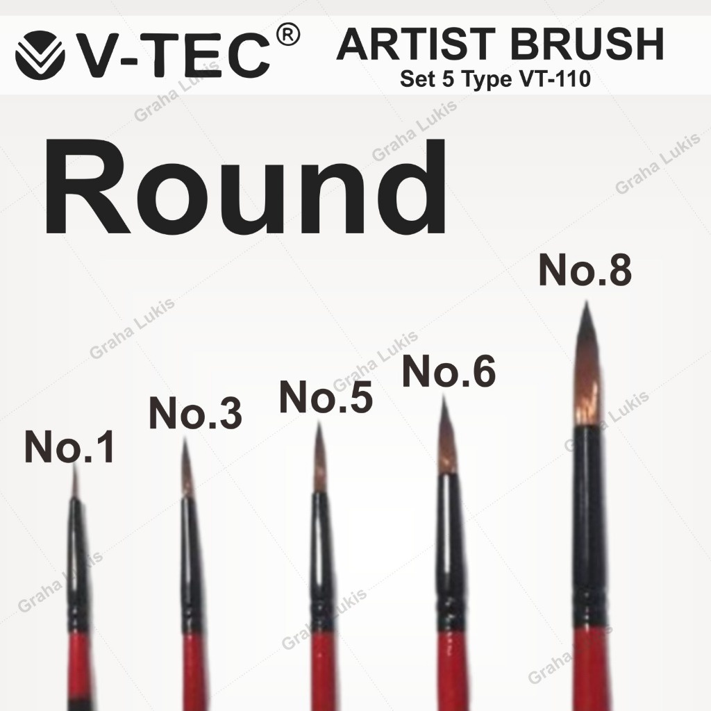 

IK! V-Tec Round Brush VT-110 Set 5 / Kuas Lukis Set 5