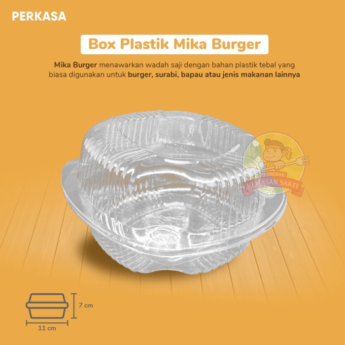 ada- Mika Hamburger / Box Plastik Mika Burger / Mika Dimsum (isi 50pcs)
