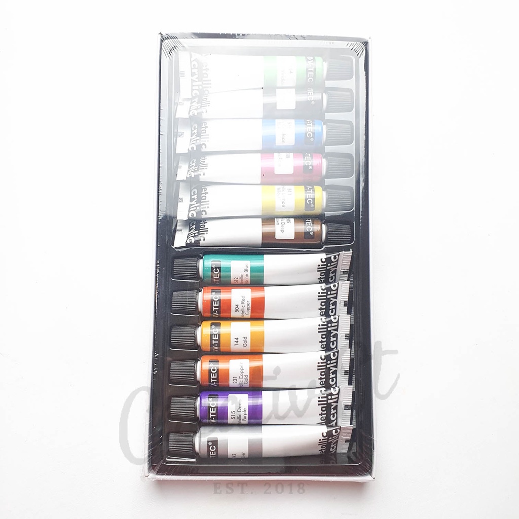 

IK! V-TEC Cat Acrylic 12 Warna Metallic Cat Akrilik Vtec Set Paint