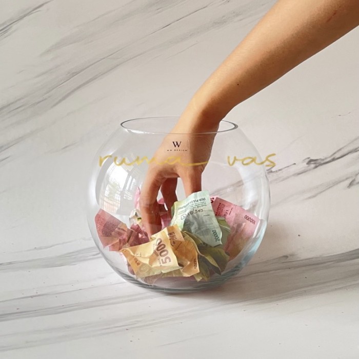 siapkirim- gelas undian tempat uang tips wadah lucky dip unik kaca aquarium kocok