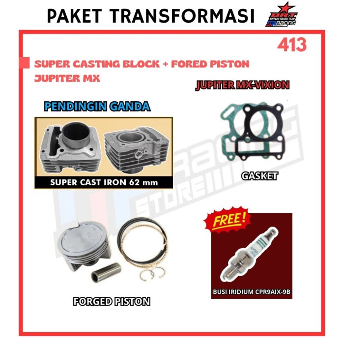 Paket Bore UP Jupiter MX / VIXION - Blok Piston 62 MM - BRT Promo 413