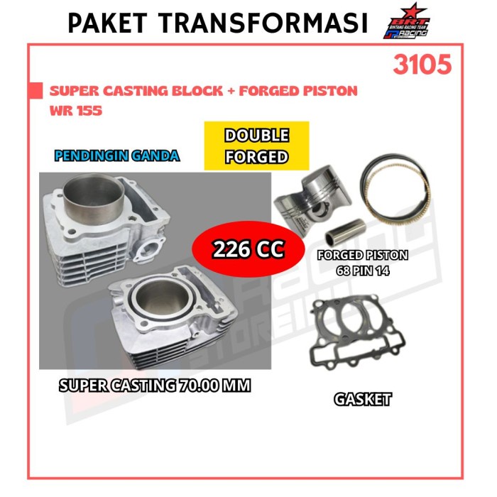 Paket Bore UP WR 155 - Block Casting - Piston 70 - BRT Promo 3105