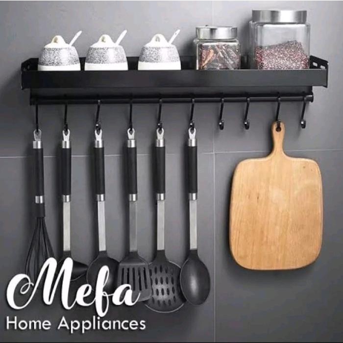 silahkan- rak gantung sutil rak bumbu tempel dinding Dapur Hitam