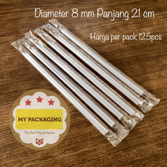 silahkan- Sedotan Steril Bungkus Plastik Lurus Runcing 8mm isi 125pcs - BENING