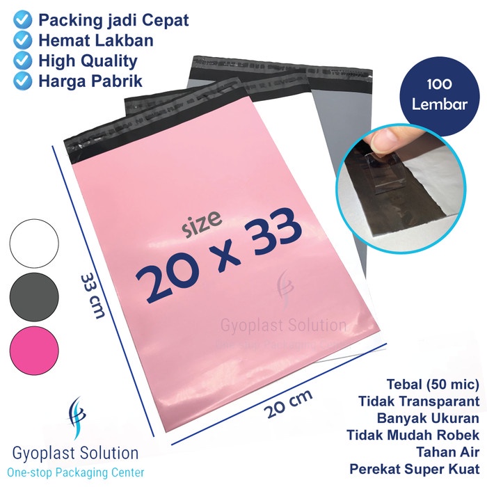 

New 100 pcs Polymailer 20 x 33 Kantong Plastik Perekat Online Poly Mailer