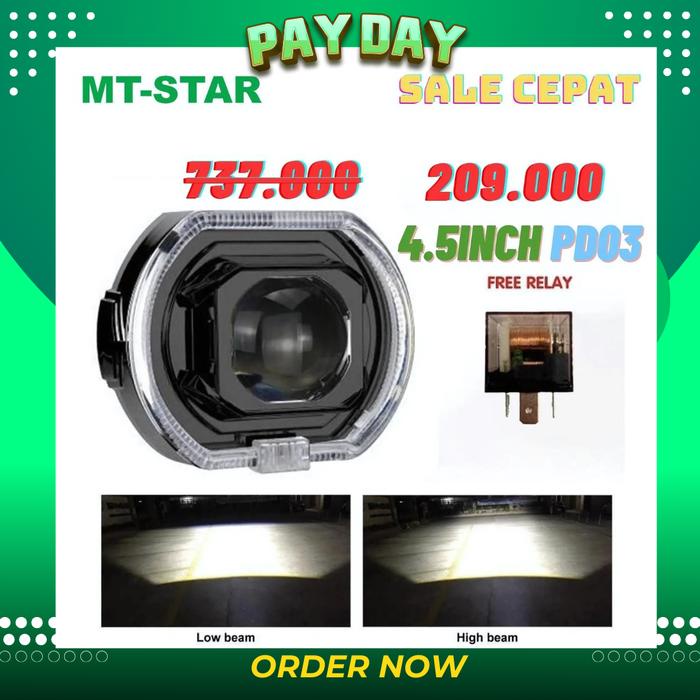 KODE D MT STAR LIVE STREAMINGProjie Biled Matrix X1 High Low 4.5 Inch PD03 Putih Body Black Plus