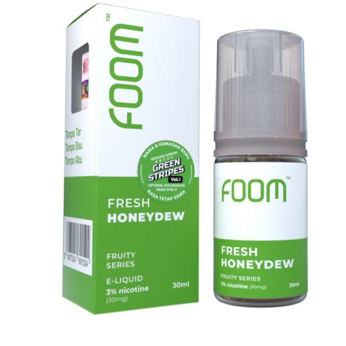 FOOM HONEYDEW GREEN STRIPES FRUITY SERIES 30ML SALT NIC I PODS E