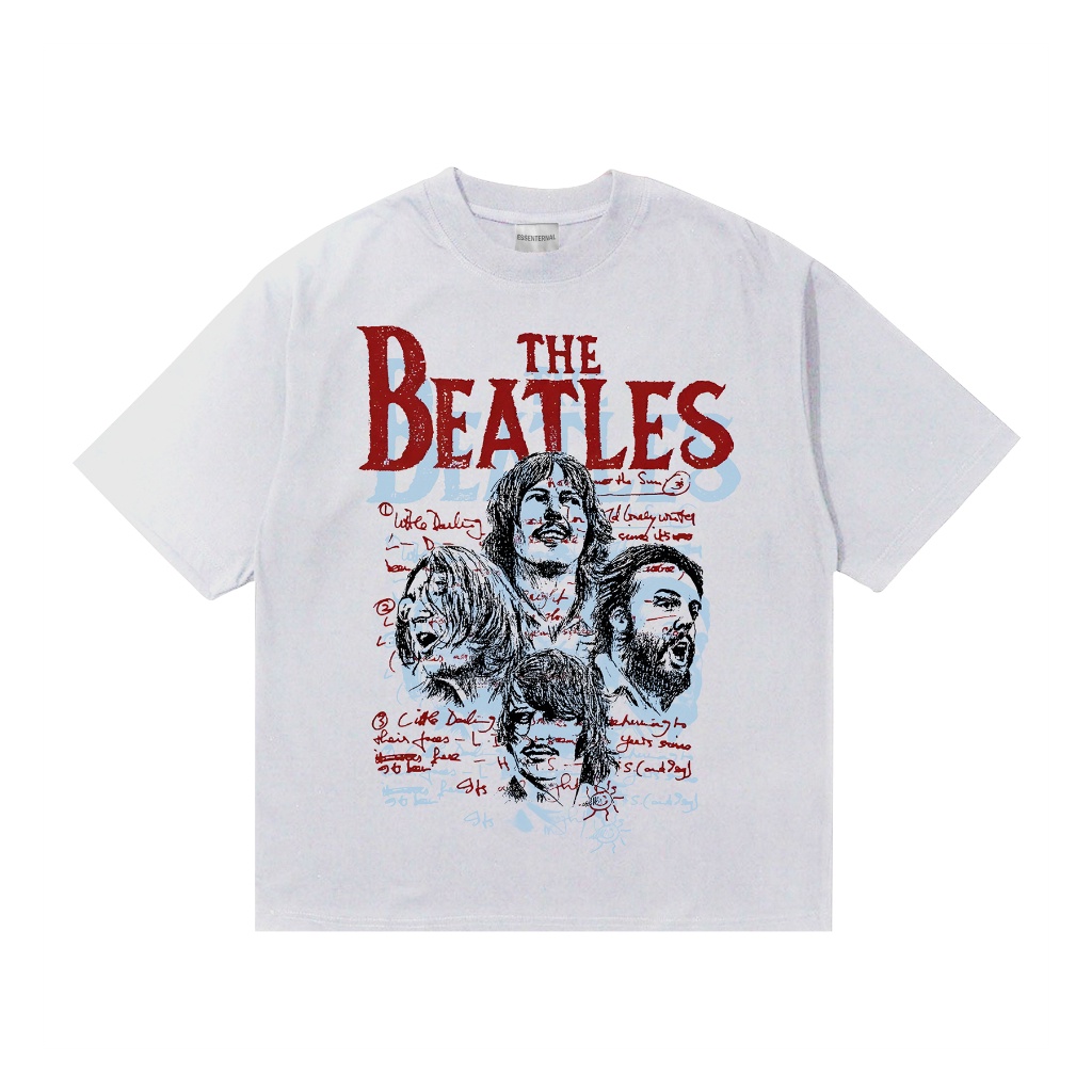 KAOS BAJU SINGLET THE BEATLES BAND METAL MUSIK ROCK SLEEVELESS T-SHIRT OVERSIZE PUTIH STYLE Y2K