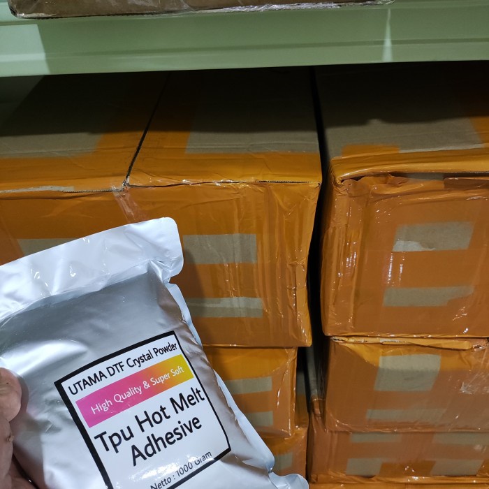 

TPU HOT MELT ADHESIVE POWDER SABLON DTF /BUBUK TRANSFER PET FLIM 1 KG