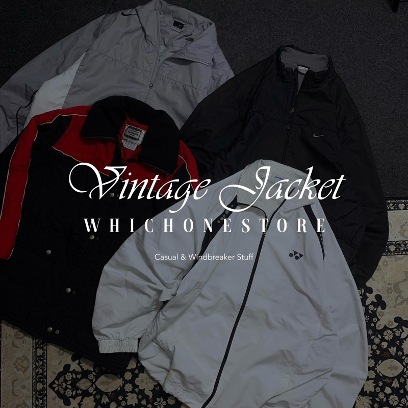 Jaket Vintage WHICHONE Work Jacket Windbreaker casual harrington winbreker suede canvas bomber