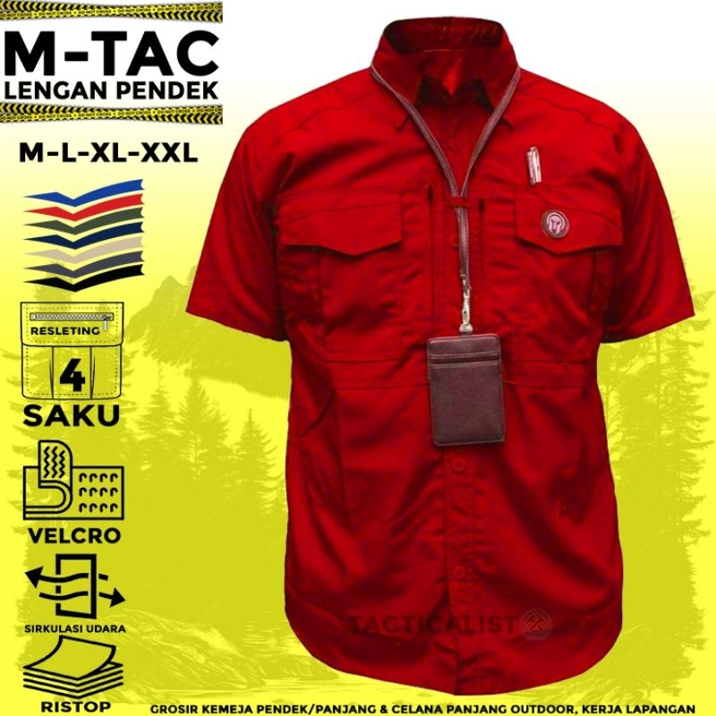 Baju Tactical Pria Lengan Pendek Hiking PDL Kemeja Kerja Lapangan Outdoor M-TAC