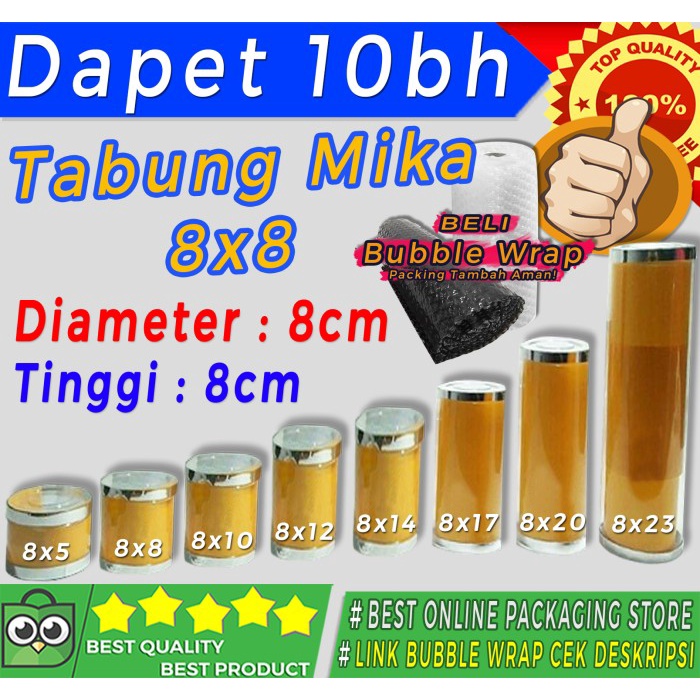 

New TABUNG MIKA 8X8 CM ( NO GARANSI )