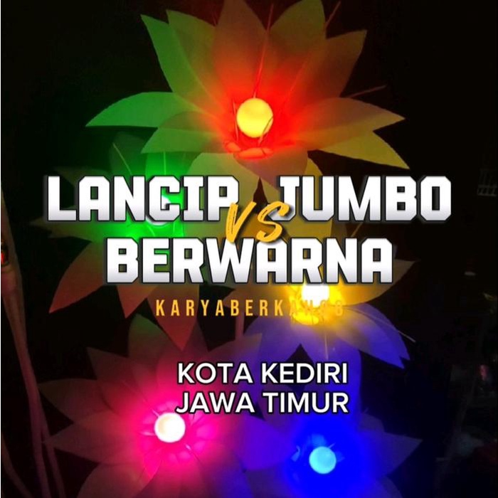 Gemilang Karya Standing Lampu Bunga Dekorasi 5 Tangkai Kelopak Lancip Jumbo Pelaminan Bohlam Set