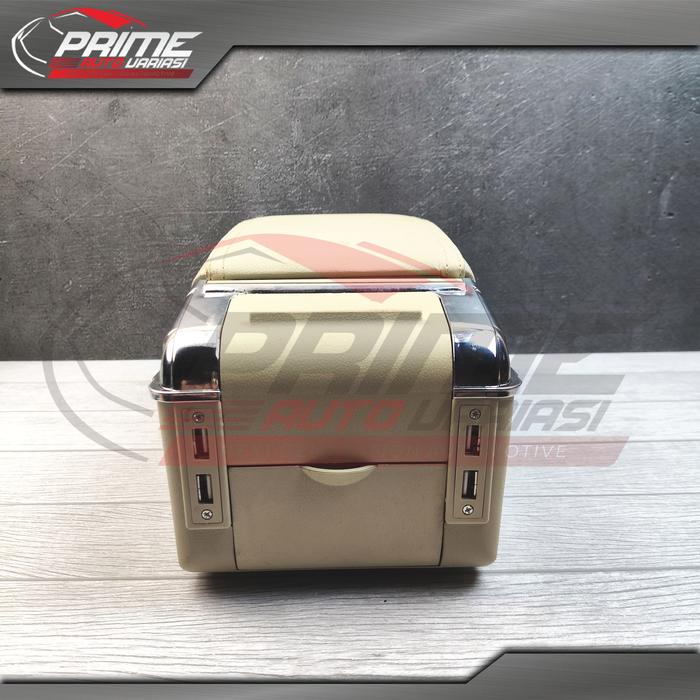 Paling Berkualitas Console Box Mobil Model Geser Armrest Console Sliding Universal- Cream