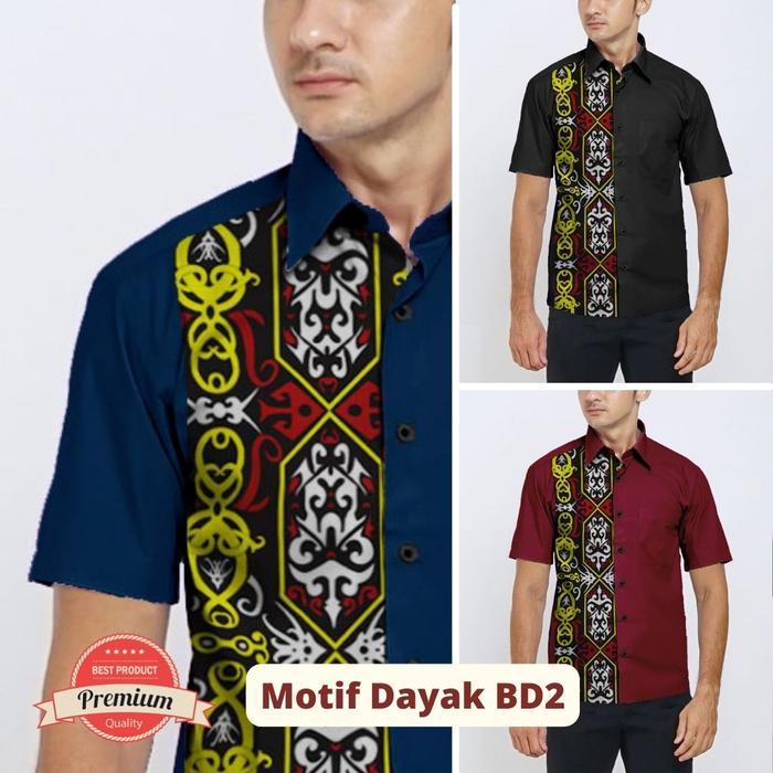 Navero-Angela Kemeja Batik Dayak Lengan Pendek Pria Motif Dayak Pria BD2